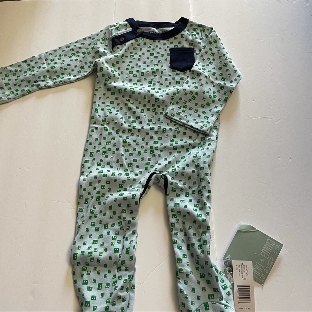 Finn + Emma organic cotton robot head footie pajama pyjama size 6-9 Months